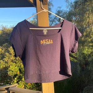 School spirit MSU Bobcats, preppy, square neckline, trendy